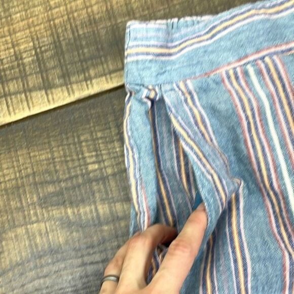 Madewell Tall Side-Button Huston Pull-On Crop Pants in Rainbow Stripe Size XS - Picture 7 of 13